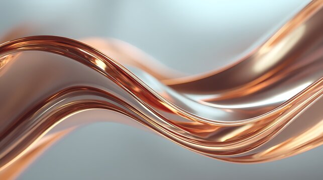 Ultra quality image of elegant copper waves flowing smoothly on a soft background.
