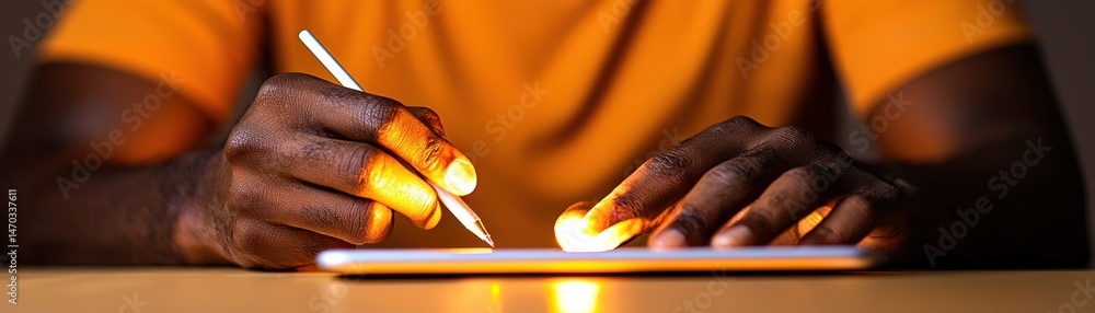 Poster A person using a stylus to write or draw on a device