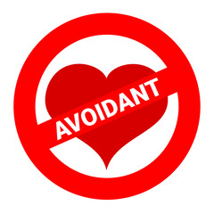 Love avoidance. Distant and reserved love relationship and partnership because of avoidant attachment style. Avoiding romance, feelings, emotions and intimate closenesss. Vector illustration isolated.