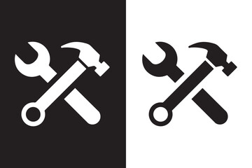 Crossed wrench and hammer icon vector illustration 