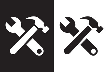 Crossed wrench and hammer icon vector illustration
