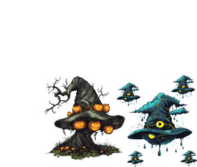 Halloween Vector Illustrations,Flat Design Icons, Spooky Scenes & Holiday Elements