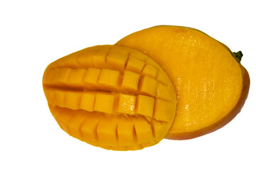 Ripe rosa mango isolated on uniform background. Brazilian fruit and food