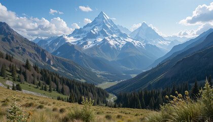 Fototapeta premium A mountain landscape in the alps.