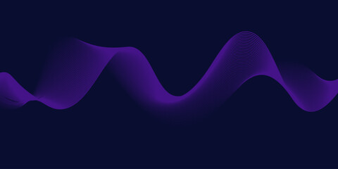 Abstract glowing wave lines on dark blue background. Dynamic wave pattern. Modern flowing wavy lines. Futuristic technology concep
