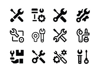 Set of Repair and Service icons on white background. 