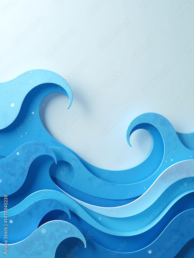 Poster unique designs feature vector vertical flyers blue paper cut wave shapes suitable various print mate