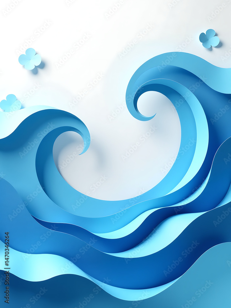 Poster unique designs feature vector vertical flyers blue paper cut wave shapes suitable various print mate