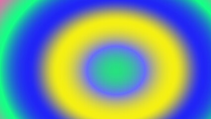 Concentric circles of vibrant, blurred colors; yellow, blue, and green gradients create a hypnotic effect