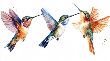 Fototapeta premium Exquisite Watercolor Hummingbird in Tropical Collection for Bird Enthusiasts