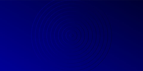 Abstract glowing circle lines on dark blue background. Geometric stripe line art design.