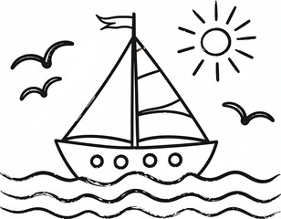 vector illustration of a sailing ship
