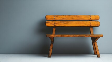 Elegant wooden bench against neutral background for interior design