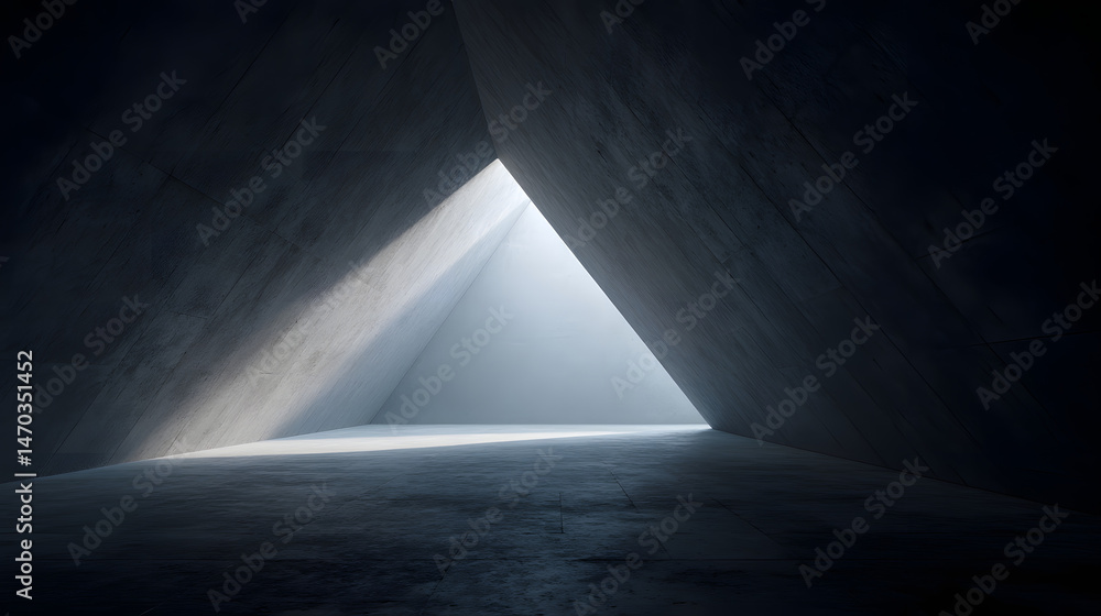 Aufkleber abstract triangular concrete tunnel with light at the end