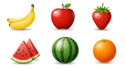 Fototapeta premium An array of ripe fruits isolated on a white background, perfect for healthy eating habits.
