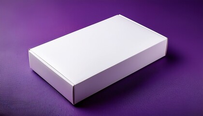 realistic blank white product package box mockup purple background