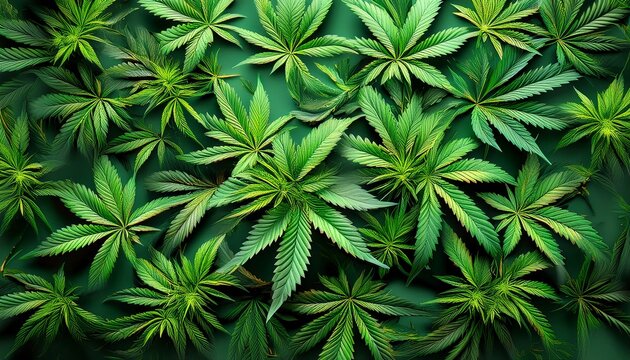 cannabis leaves green background close up marijuana