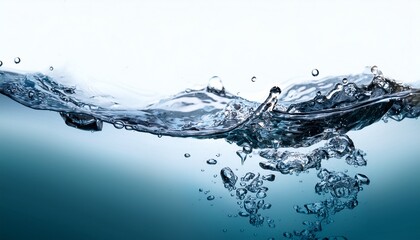 water splash aqua flowing in waves and creating bubbles drops on the water surface feel fresh and clean