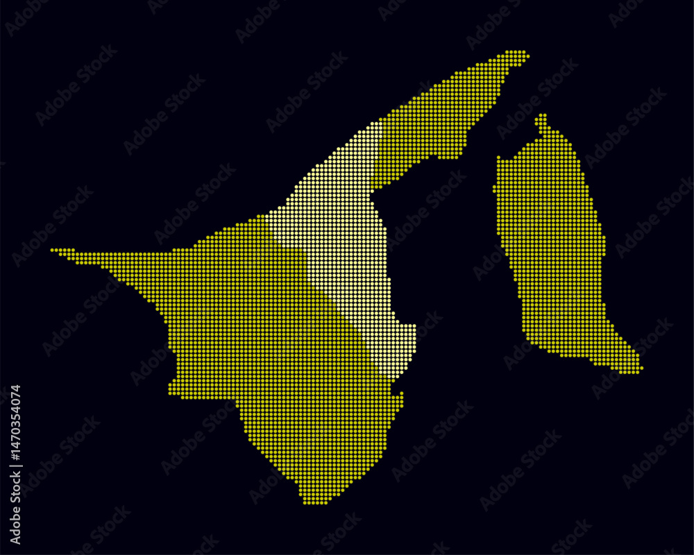 Aufkleber brunei dotted map. digital style map of the country on dark background. brunei shape with circle dot