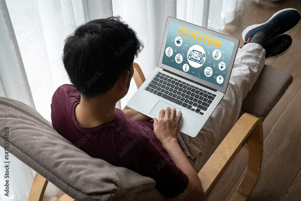 Poster e-learning website with sofware for student to study online on the internet network snugly