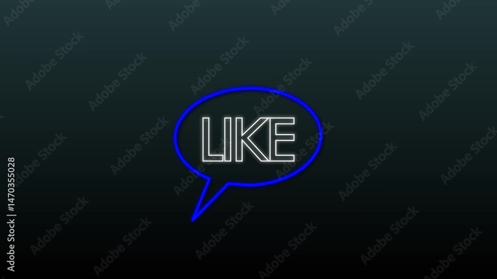 Poster glowing neon line like in speech bubble icon isolated on black background. counter notification icon