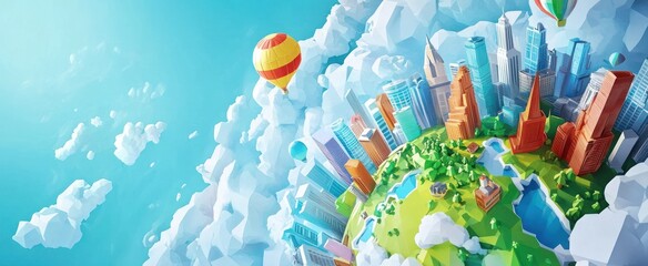 Colorful stylized world map globe illustration.