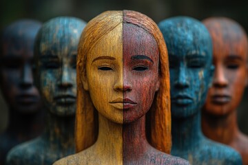 Symbolic Representation of Cross Cultural Communication Through Vibrant Mosaic Art Showcasing Two Diverse Faces Uniting in Expression and Connection