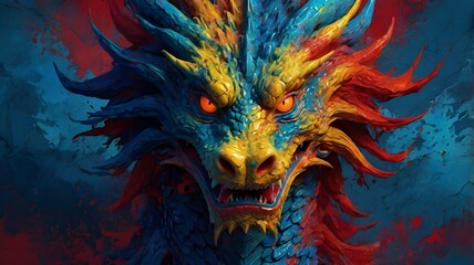 Obraz premium dragon head on the wall