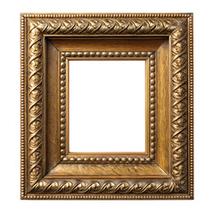 Antique Gold Picture Frame Mockup on Transparent background