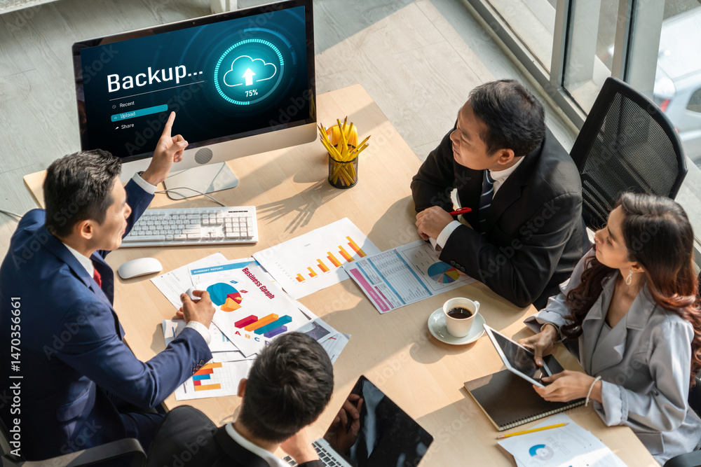 Poster backup storage data internet technology business concept. database storage cloud technology file dat