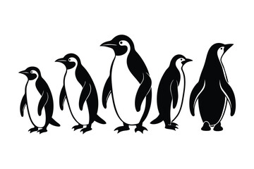 Penguin Silhouette Vector set Design9