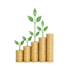 3d Business and finance icon isolated on transparent background