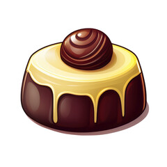 Delicious Chocolate Cake Topped with Creamy Yellow Glaze and a Chocolate Truffle A Sweet Treat Perfect for Dessert