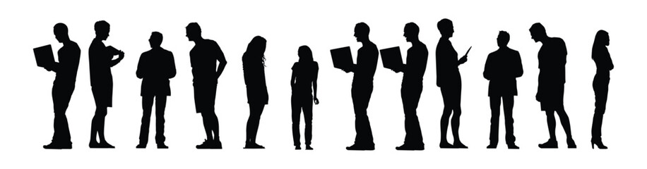  Black silhouette people set. Highly detailed people. Unrecognizable portraits of women and men. Vector illustration eps 10