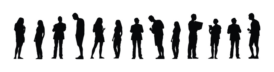  Black silhouette people set. Highly detailed people. Unrecognizable portraits of women and men. Vector illustration eps 10