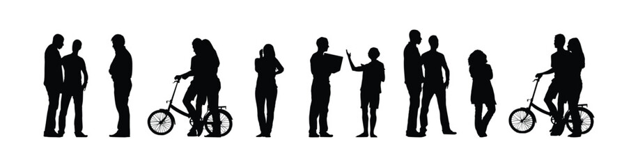  Black silhouette people set. Highly detailed people. Unrecognizable portraits of women and men. Vector illustration eps 10