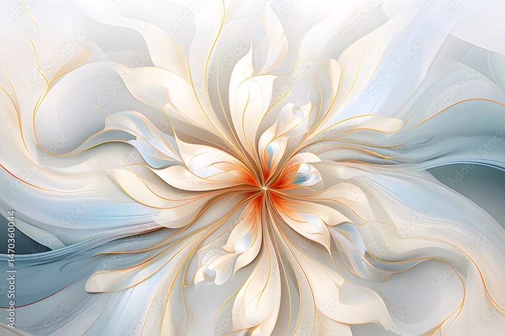 Aufkleber 白と青の抽象的な花のパターン デザインの背景 アートワークの壁紙のイラストレーション