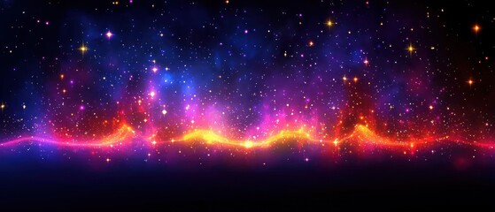 Naklejka premium Vibrant nebula with cosmic dust and glowing gases creating a mesmerizing spectacle of colors and light across the dark expanse of space