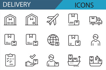 Shipment and Transport Icons for Warehouse Management