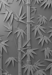 Sculptural Bamboo: Monochromatic 3D Render AI Generated