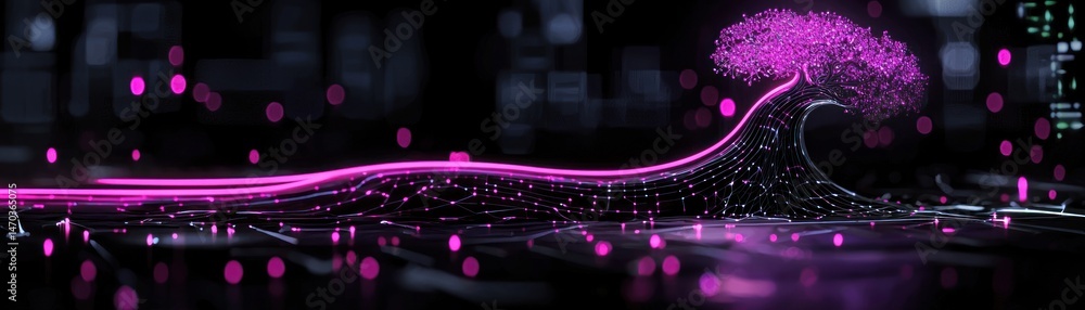 Poster An abstract digital representation of a glowing tree structure