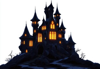 Obraz premium Gothic castle, ominous glow