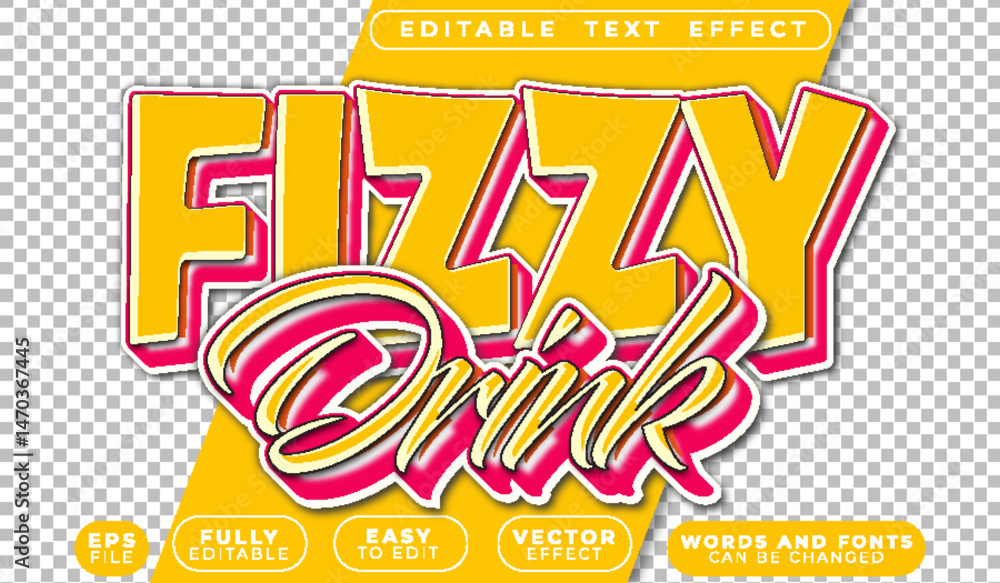 Poster fizzy drink soda bubbles refreshing pink fully editable vector text file