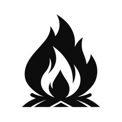 campfire with flames black silhouette