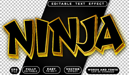  Ninja Warrior Sword Battle Black Fully Editable Vector Text File