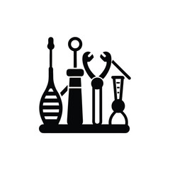 genetic lab tools black silhouette