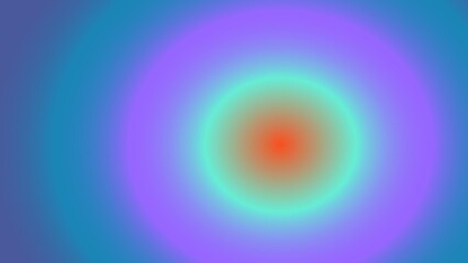 Concentric circles of vibrant, gradient hues, transitioning from teal to purple, encompassing a central orange core
