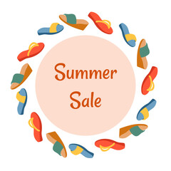 Sale banner for summer shoes. Summer sale for shoes collection.