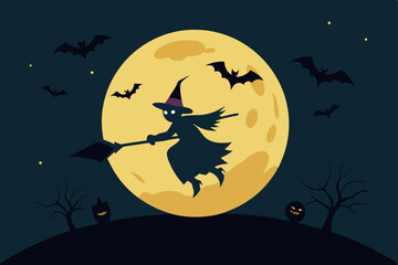 halloween night background with bats