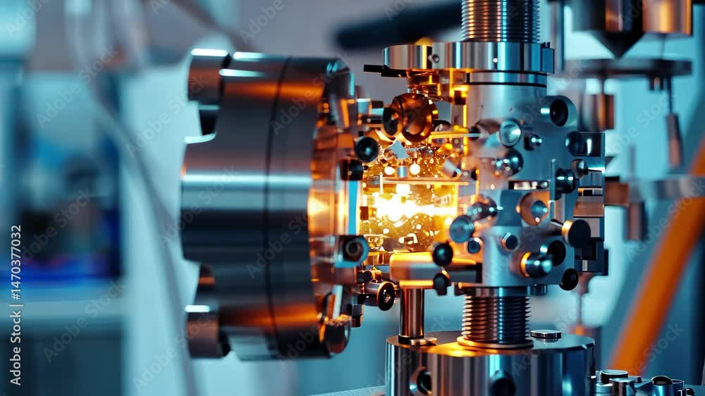 Poster intricate machinery in advanced laboratory setting showcasing cutting-edge technology and precise en